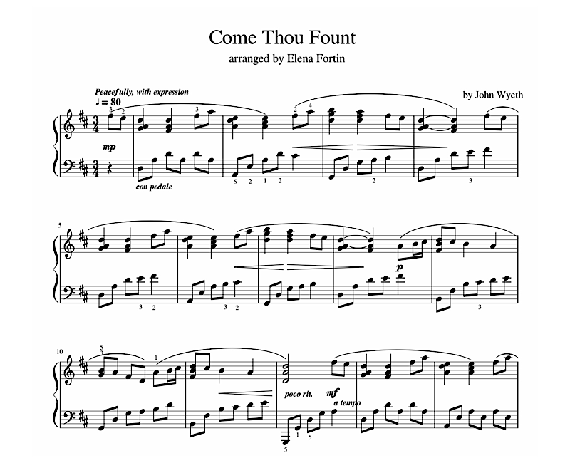 Come Thou Fount Sample Sheet Music