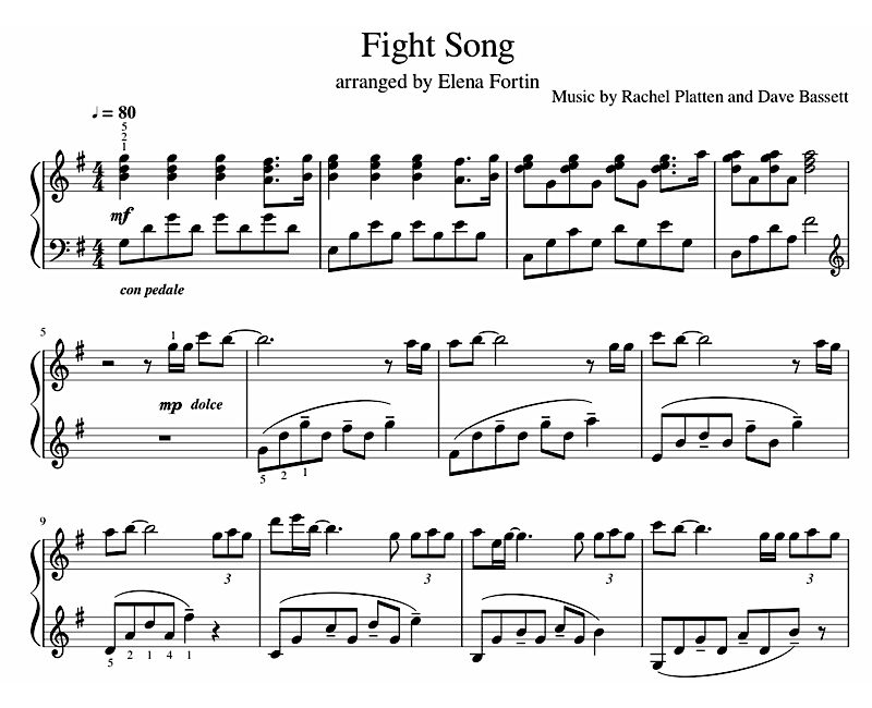 Fight Song Sheet Music Sample