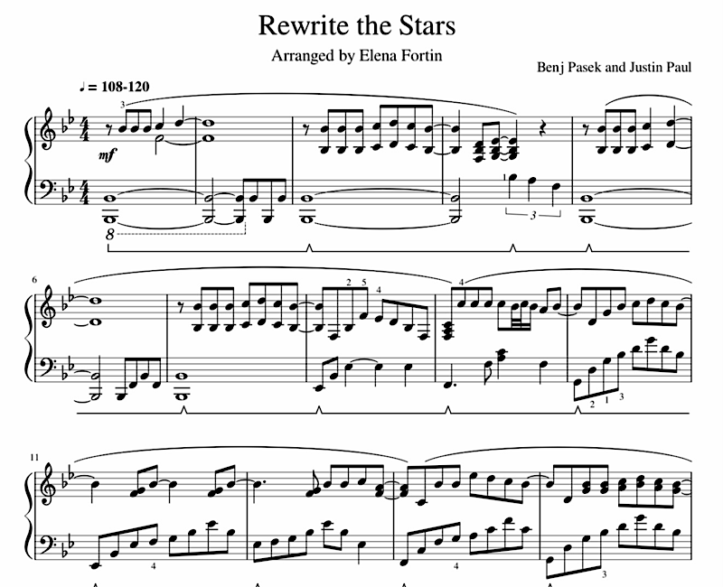 Rewrite the Stars Sheet Music Sample