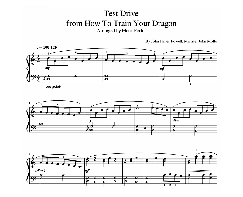 Test Drive Sheet Music Sample