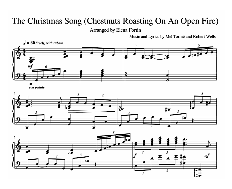 The Christmas Song Sheet Music Sample