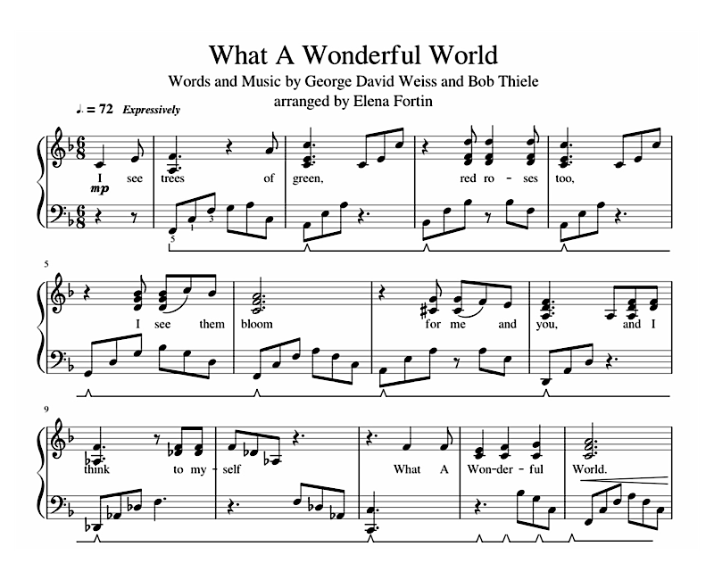 What A Wonderful World sheet music sample